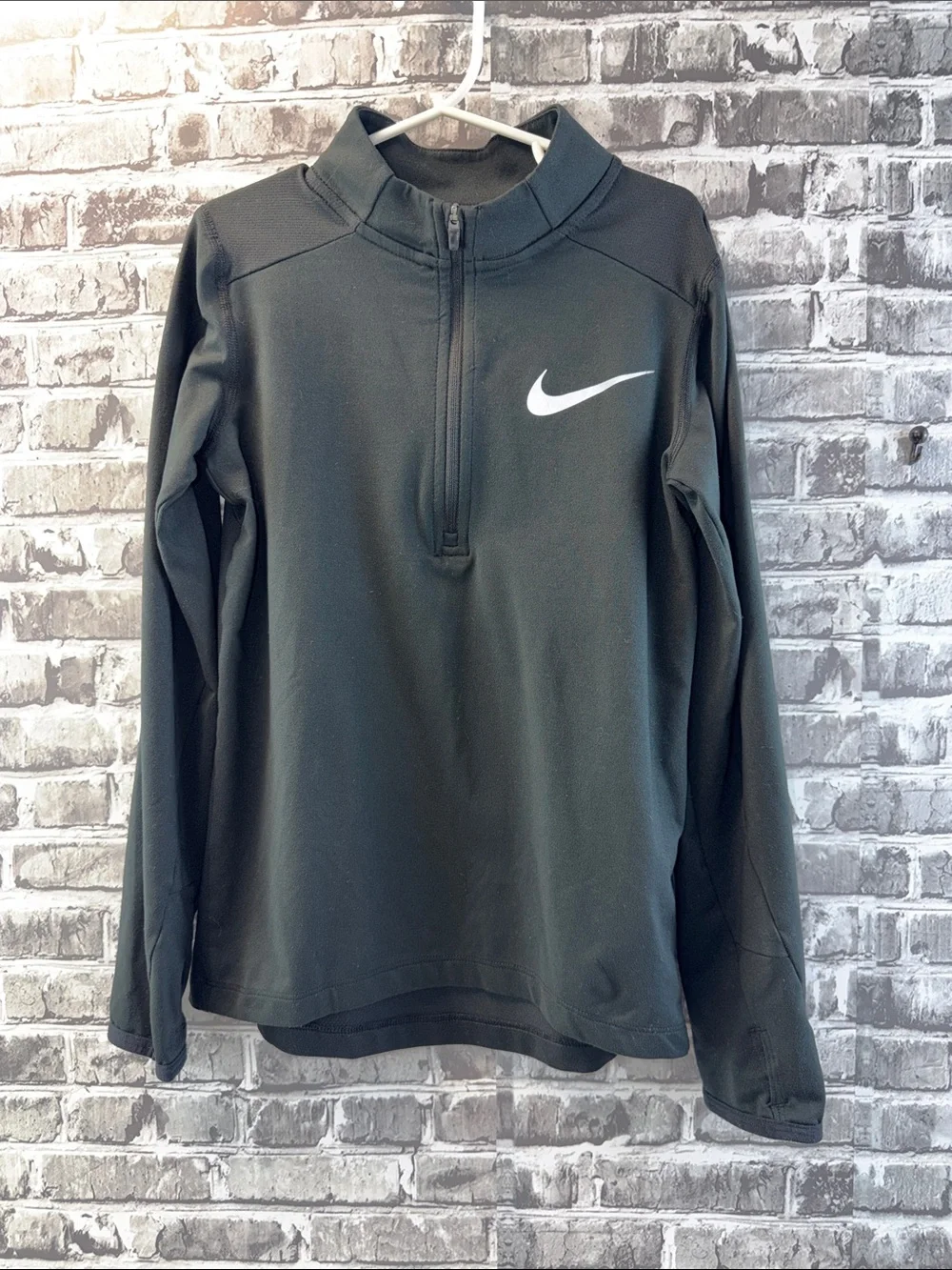 Nike‎ running Black Quarter-Zip Top with White Swoosh